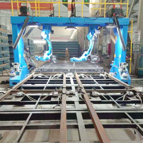 鋼筋桁架焊接機器人樓承板加工設備